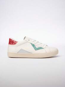 Kupbuty Sienna Sneakers - Weiß mit silbernen Glitzer Einsätzen - Grün - Übersicht 5