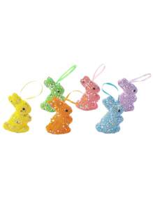 1pc/6pcs/12pcs Easter Colorful Foam Bead Rabbit & Carrot Shaped Realistic Ornament, Easter Holiday Decorations