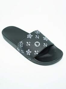 VURNBOIO 1 Pair Men's Fashion Printed Slippers, Random Patterned Slip-On