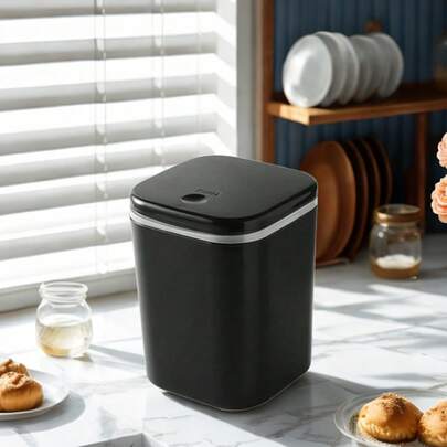 1/2pcs Mini Trash Can With Lid, Small Desktop Garbage Bin, Plastic Desk Waste Paper Basket, Rotating Cover Design To Prevent Odor Leakage, For Storing Fruit Peels And Paper Scraps, Keeping Desk Tidy, Suitable For Bathroom, Home Office Desk, Coffee Table, Office, Living Room, Study