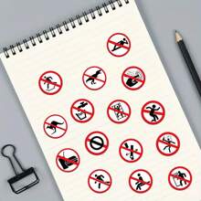 62pcs Funny Prohibitory Signs Sticker - Prank Humor Self Sticker Paper, Waterproof PVC, Matte Surface, Self Adhesive Sticker, Suitable For Diary, Laptop, Phone Case And DIY Project - - Multicolor - View 6
