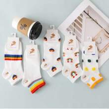 10 Pares de calcetines con diferentes diseños de colorines para mujer - Blanco - Ver 1