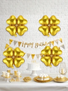 5pcs Heart Shaped Four Leaf Clover Foil Balloons - Great For Weddings, Birthdays And Celebrations - Mixed Colors, Wedding Decoration Balloons, Birthday Theme Decoration Balloons, Indoor And Outdoor Decoration Balloons, Anniversary, Photo Background Decoration Room Decoration