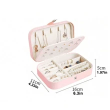 1pc Travel PU Leather Jewelry Box, Multi-Functional Jewelry/Cosmetic Storage Box For Rings, Earrings, Necklaces, Makeup, Jewelry Display Back To School