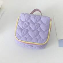 Girly Hearts Bursting! Heart Quilted Diamond-Shaped Cosmetic Bag, Pink, Purple, Green And Yellow Dreamy Four Colors, Small And Portable, Can Hold Your Beauty Tricks! Makeup Bag Travel School Supplies Travel Essentials Make Up Bag Holiday Essentials Makeup Bags Makeup Pouch Makeup Organizer Holiday Winter Leopard Print Sausage Dog Women Gifts For Women