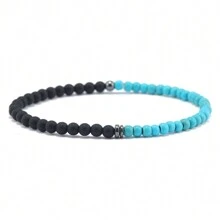 1pc Boho Beaded Bracelet Natural Agates Lava Stone Bracelet Couple Valentine's Bracelet Beach Jewelry - Black - View 14