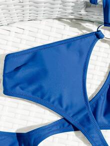 镂空连体泳衣，性感交叉露背女式夏季泳衣