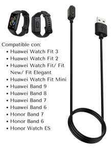 Cable Cargador Para Huaweii Watch Fit 2/3 Huaweii Band 9/8/7/6 Huaweii Band 6 - Negro - Ver 1
