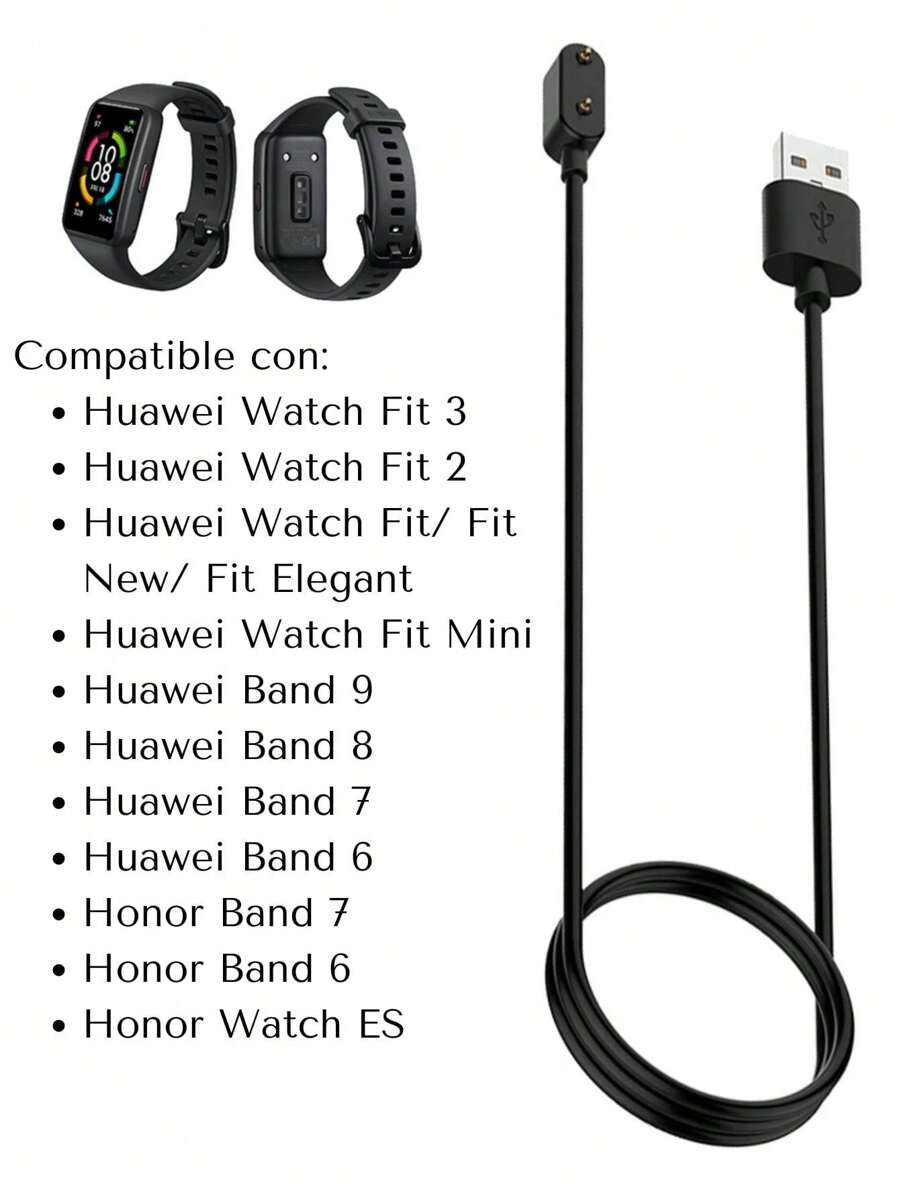 Cable Cargador Para Huaweii Watch Fit 2/3 Huaweii Band 9/8/7/6 Huaweii Band 6 - Negro - Ver 1