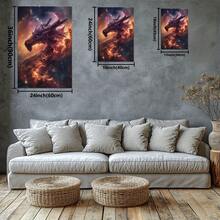 Massive Dragon With Red Eyes Floating Between Stars Large Wooden Framed Wall Painting Artist Home Decoration Oil Painting - Bedroom, Bathroom, Living Room, Office, Kitchen, Christmas Gifts - 1 Piece