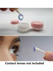 1 pieza/2 piezas Estuche portátil y sencillo para lentes de contacto de unicolor, adecuado para uso diario al aire libre