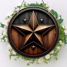 1 PC, Rustic Wooden Star Shaped Pendant Logo - Suitable For General Hanging Home Decoration At Gatherings, Front Door Welcome Plaque, Wall Mounted Room Decoration, Wooden Artwork Suitable For Home And Wall Decoration, No Need For Electricity - Multicolor - View 4