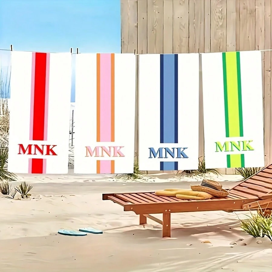 Customizable Beach Towel With Your Name - Personalized Striped Design, Perfect For Swimming, Camping & Travel, Multi-Functional, Ornamental, Reusable, Breathable, Adorable Workers, S, Dining Room, Bathroom, Living Room, Bedroom, Office, Tea Room, , Home, For Anniversaries, For Birthdays, For Weddings, For Graduation, For Housewarming Summer Holiday Bathroom Decor, Slow Summer Living Beach Essentials,Dorm Essentials