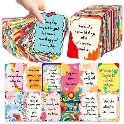 50pcs Inspirational Affirmation Cards With Positive Messages, Thank You Cards, Motivational Cards For Friends, Colleague, Employees, Lunchbox Notes, Perfect For Daily Encouragement