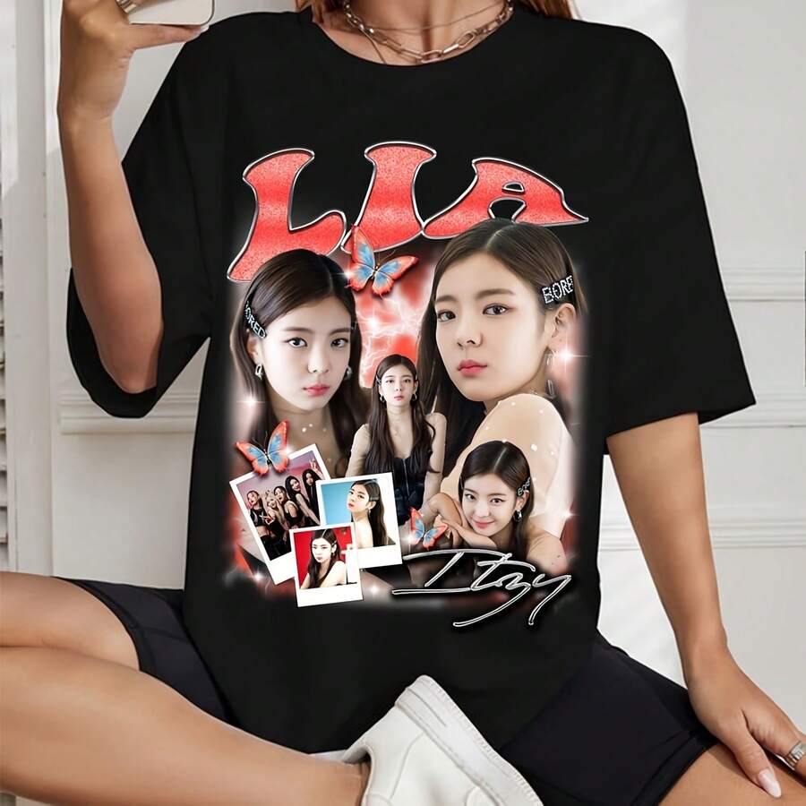 Lia Itzy Graphic T-, ITZY Born To Be 2nd World Tour , Itzy Twinzy , Itzy Yeji, Lia, Ryujin, Chaeryeong, Yuna - màu đen - Xem 1