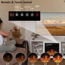 [2 Packages Shipping]Fireplace TV Stand - With 18" Electric Fireplace Heater & Remote Control, 58" TV Media Console With Glass Shelves And Storage For Living Room,Thanksgiving,Christmas  Gift - 白色 - 查看 2