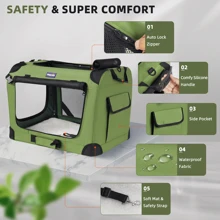 Petprsco Extra Large Cat Carrier For 2 Cats Small Medium Dogs, Soft Pet Carrier 24"X17"X17" For Traveling With Warm Blanket Foldable Bowl And Washable Pad, Indoor And Outdoor Uses - màu xanh lá - Xem 4