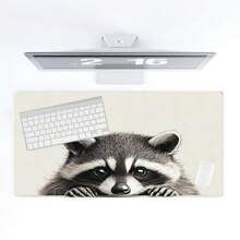 Cartoon Raccoon Mouse Pad Cute Animal Large Desk Mat 35.4x15.7 Inch Desk Accessories Rubber Base With Stitched Edge Non-Slip Keyboard Pad For Office Home Computer As Gifts For Men Women Friends - Multicolor - View 5