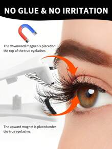 MAGEFY 1 Pair CC Curl Magnetic Eyelash Kit - Natural Looking Reusable False Eyelashes With Magnetic Clips, 8-12mm Faux Mink Lashes For Everyday Wear, Waterproof,Comic Eyelash Glue Free, Comic Pointed Tail Style Mixed Style, Elongated Eye Tail Enlarges Both Eyes,Fluffy Slim For Everyday Use Manga Eyelashes, Travel Essentials ﻿ - 自然纖長款 - 查看 6