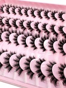 20Pairs False Eyelashes Manga Lashes Cat Eye Lashes Faux Mink Eyelashes Fox Eye Eyelashes Natural Full Lashes Cosplay Travel Essentials Makeup Tools - màu đen - Xem 3