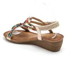 Platform Sandal With Rhinestone Details And Decorative Buckle - Gold - View 3