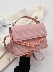 Bolso de hombro diagonal de moda 2024, bolso popular con diseño de rejilla de diamantes simple y correa desmontable