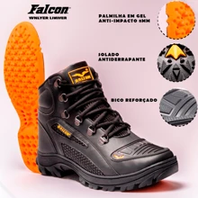 Men's Waterproof Leather Rain Boot With Gel Insole And Protective Toe Cap For Motorcycle Work - 黑色 - 查看 6