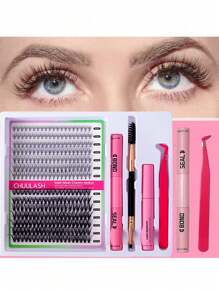 280/168 件 8-16 毫米 DIY 睫毛延长混合款式睫毛簇单独配有粘合剂和密封剂去除镊子睫毛刷用于自行化妆 - 黑色 - 查看 30