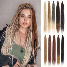 Tóc nối dreadlock 24 inch, tóc nối dreadlock tổng hợp một đầu, tóc nối giả phong cách Hippie, 10 sợi SE, tóc nối dreadlock mỏng 0,6cm dành cho phụ nữ dùng trong tiệc tùng hàng ngày, Halloween, Cosplay, Giáng sinh, tiệc tùng, v.v. - Nhiều màu - Xem 2