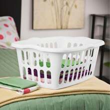 Set de 12 cestas de plástico para la ropa, cesta de 1.5 bushel, cesta de lavandería blanca, organizador de baño, cesta, cesta de almacenamiento, cesta de lavandería plegable - Blanco - Ver 8