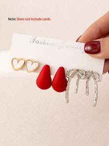 3 pares de pendientes clásicos de moda con delicado estampado de leopardo dorado y lazo en forma de corazón, adecuados para uso diario y como regalo, ideal para la temporada de bodas