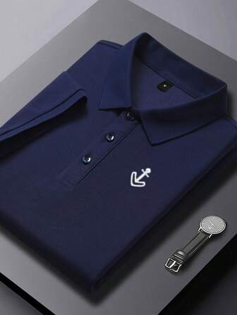 Męska koszulka polo z krótkim rękawem i nadrukiem w kształcie serca, do codziennego użytku