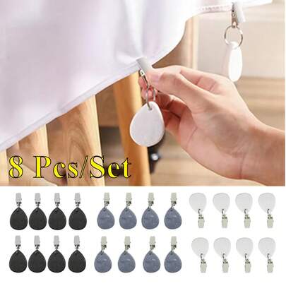 8Pcs New Tablecloth Weights With Clips Camping Reusable Compact Delicate Outdoor Table Cloth Weights Teardrop Shape Pendant Stones With Metal Clips Marble Table Cover Weights, Tables Cover Charm Pendant Decor Supplies For DIY Hangable Cloth Clip Buckles Dropship