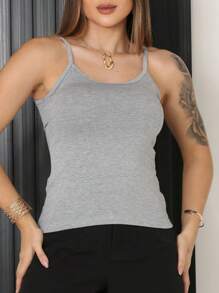 Kit Of 3 Women's Tank Tops Without Padded Underwire, Super Light Straps - Abu-abu, Biru Dongker dan Coklat - View 4