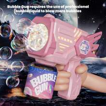 Presiona 1 tecla para producir automáticamente una pistola de burbujas, pistola de burbujas de ángel, un regalo navideño para niños, juguetes para exteriores, juguetes de burbujas, regalos de cumpleaños, juguetes para fiestas, pistolas de burbujas con luces portátiles. Sin agua de burbujas, sin batería.