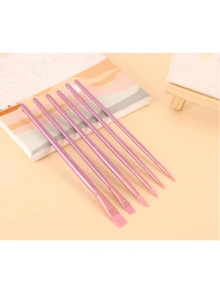 6 件套尼龙毛油画笔套装，丙烯油画中国书法水彩水粉颜料圆形和扁平画笔，适合艺术家和学生 - 粉色 - 查看 5