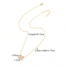 Collar con colgante de letra-, collar de cadena de acero inoxidable para mujer - Plateado - Ver 2