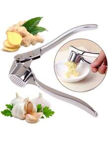 1pc Stainless Steel Garlic Press, Ginger Crushing Machine, Rust-Proof, Easy To Squeeze And Clean, Non-Slip Handle Stainless Steel Garlic Press, PVC Garlic Squeezer, Dishwasher Friendly, Easy To Clean, Highly