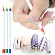 3 pezzi/set Pennelli per arte delle unghie, Set di 3 pennelli multiuso per arte delle unghie sottili, medi e spessi, per arte di unghie, disegno di fiori e bordatura