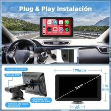HIMICAR Autoestereo Portátil Estéreo con Inalámbrico Apple Carplay & Android Auto/Mirror Link, 7 Pulgadas IPS HD Pantalla Completa Táctil, Control de Voz, FM, Bluetooth, AUX, TF + Cámara Trasera - 1 - Ver 3