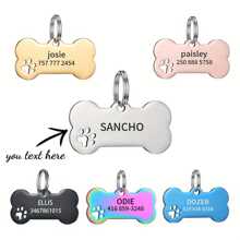 A Personalized Engraved Dog ID Tag, Custom Engraved Dog Bone Shape Name Tag For Puppy Medium Puppy With Phone Number, Custom Engraved Metal Dog Tag - Personalized Bone Shape Pet ID Tag For Home And Outdoors, Classic Style, Wall Mounted, Home Sculpture Wall Decor