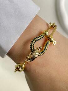 STYLEVER 1pc Gold Horseshoe Buckle Chain ,Carabiner Lock Clasp Chain,Gold Screw Clasp Link Chain ,Gold Horseshoe Buckle Chain,U-Shaped Buckle Bracelet,Colorful Horseshoe Bracelet