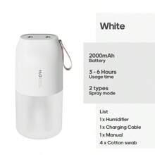 kinscoter 1 pièce Humidificateur d'air rechargeable de 2000 mAh et 300 ml avec double pulvérisation, humidificateur portable avec lampe d'ambiance pour hôtel, chambre à coucher
