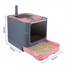 Cat Litter Box With UV Sterilization, Pink/White