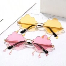 European And American Frameless Cloud Hanging Water Drop Funny Fashion Glasses For Men And Women, Unique Photography And Selfie Accessories For Summer Beach Vacation,Outdoor,Travel