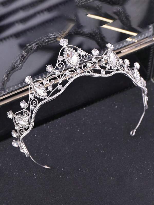 1pc Women's Fashion Princess Tiara Crown With Rhinestones, Elegant Hair Accessory,Hair Accessories Costume Crown Hair Garland Headpiece, Tiara Crown, Wedding, Bridesmaids Gifts, Looks Of Party