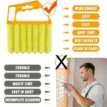 Multi-Function Blinds Cleaning Brush, Home Window Curtain Cleaner, AC Fan Dust Removal Brush - Orange - View 5