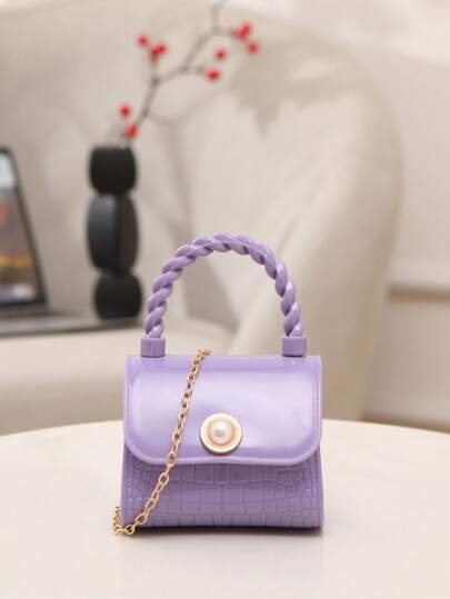 حقيبة يد صغيرة مزينة باللؤلؤ، حقيبة كتف جسم عبر موضة طباعة حيوان، محفظة عملات وحامل المفاتيح