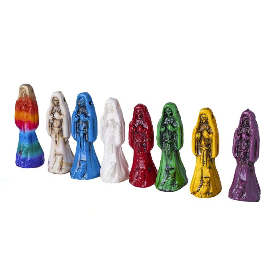 8 PIEZAS FIGURAS DE LA SANTA MUERTE MINI, DE BOLSILLO - Multicolor - Ver 1