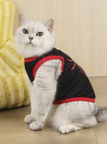 LUCKIE LABO 2pcs/Set Polyester Spider & Bat Print Anti-Flea Anti-Shedding Breathable Pet Vest Jacket, Suitable For Cats And Dogs Indoor And Outdoor Use